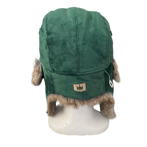 Paul Leinburd Trapper Hat Crowncap Size S/P Rabbit Fur Trim Aviator Green NEW - Picture 5 of 9